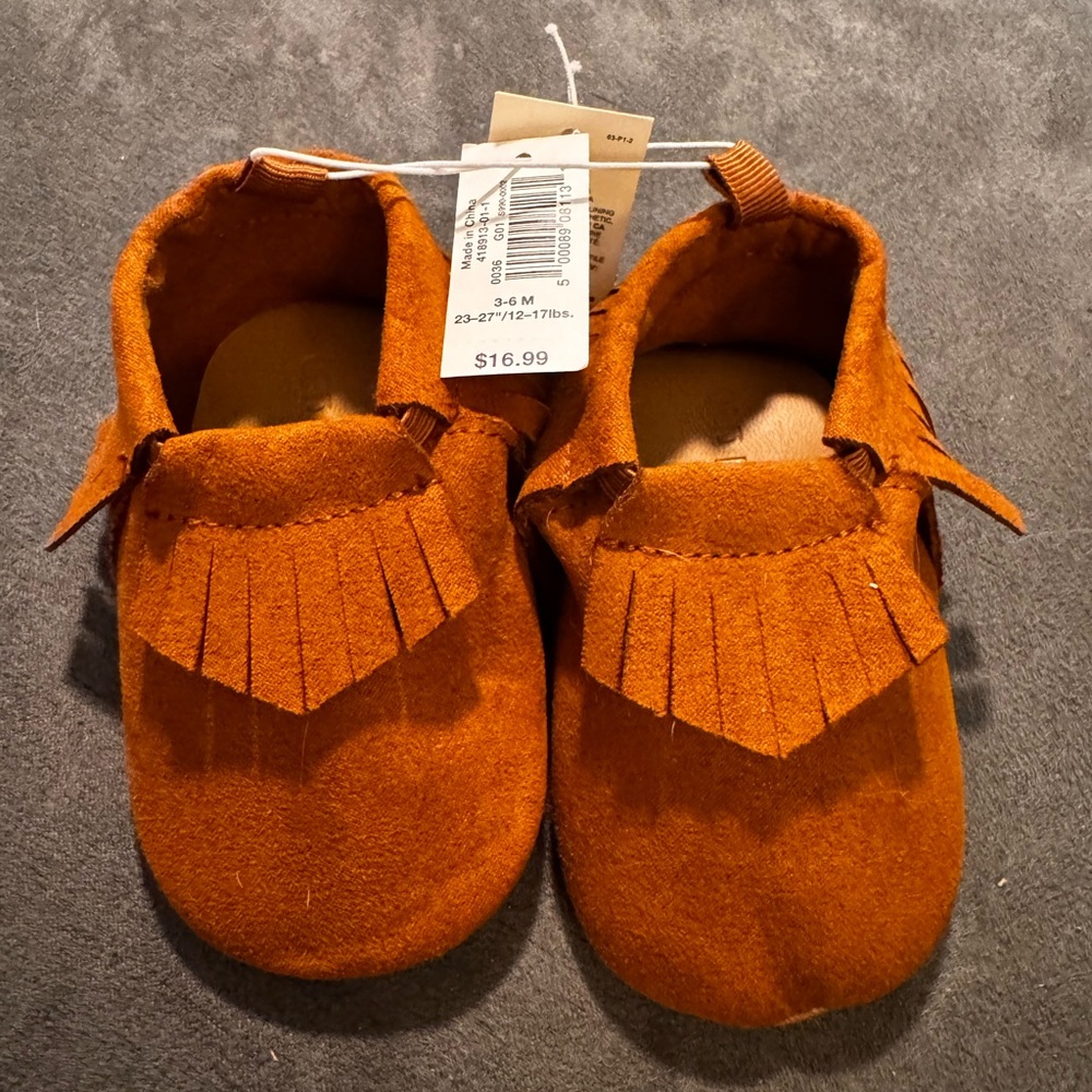 Old Navy Tan Moccasins with Fringe Detail